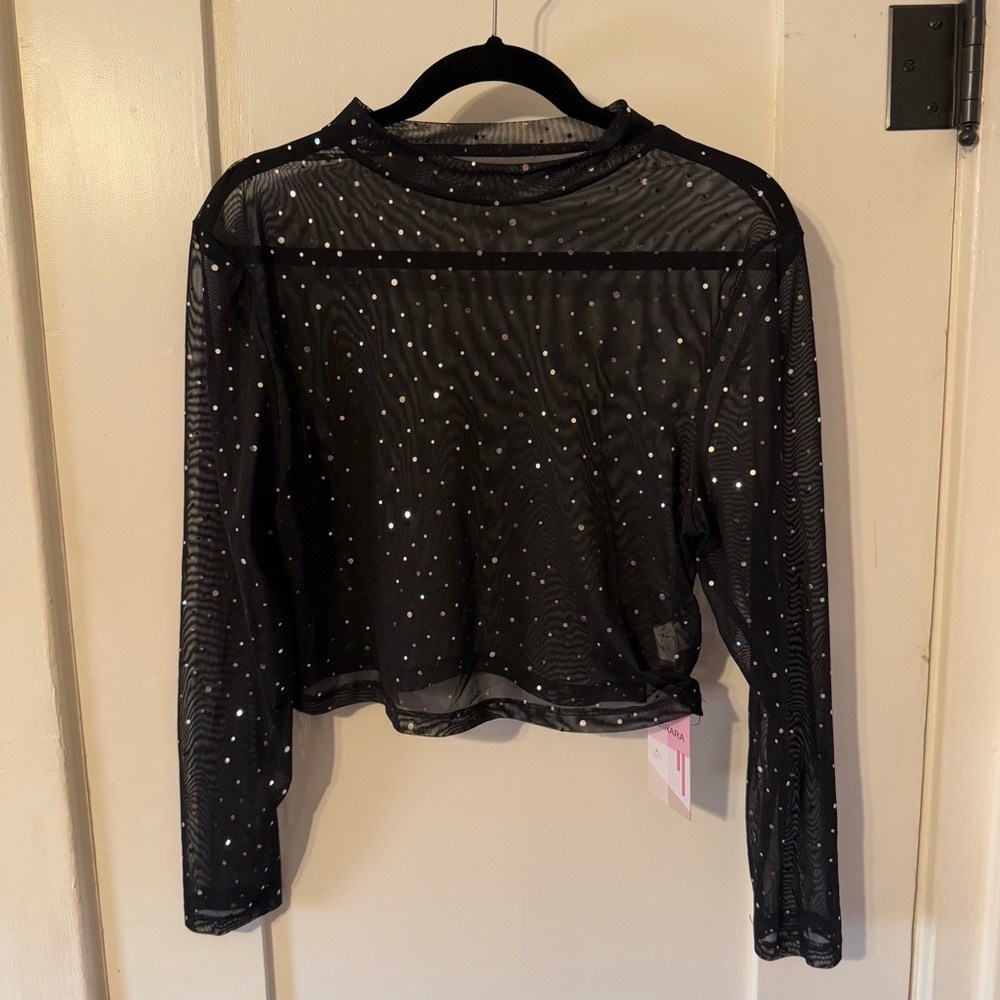 NWT mesh sparkle crop top